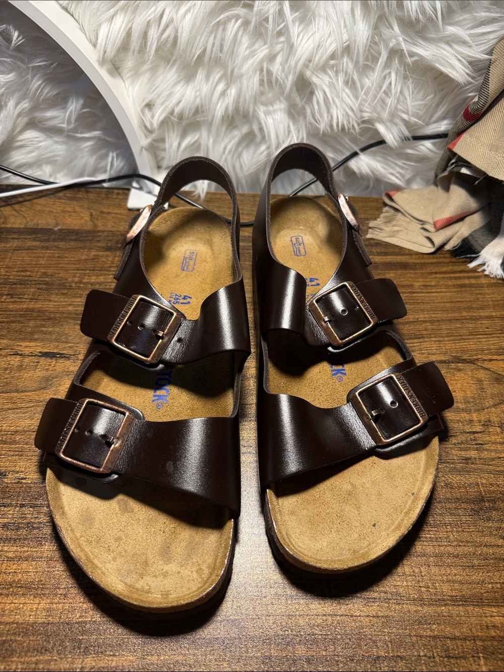 Birkenstock Kids Dark Brown Double Buckle Sandals